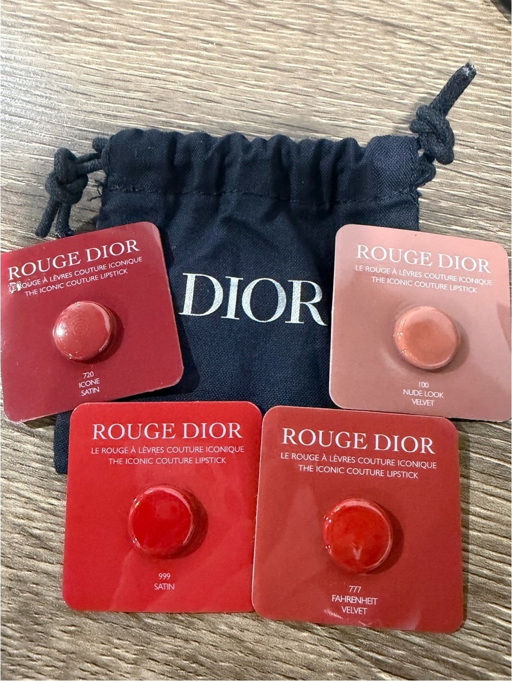 Dior Rouge Dior Sample Set Iconic Couture Lipstick 4 Shades Pouch